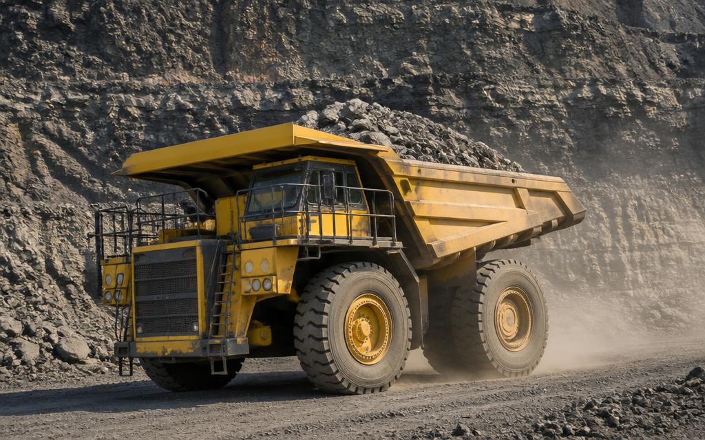 Mining haul truck in an open cast pit